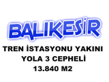 dursunbey de istasyona 10 dakika mesafede 3 tarafı yol olan merkezi 13.840 m2 arsa