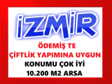 izmir ödemiş te çiftlik yapımına uygun 10.200 m2 yatırımlık ilçe merkezlerine ortalama 1 km mesafede konumu güzel arazi