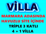 balıkesir marmara adasında havuzlu site içinde triplex 3 katlı villa