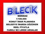 bilecik merkez de 1/100.000 konut imar alanında belediyede onaylı farklı m2 lerde reel fiyatla arsalar