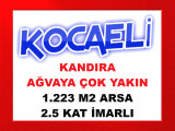 kocaeli kandıra da ağvaya çok yakın konumda 2.5 kat ev yapılabilir 1.223 m2 arsa