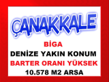 çanakkale biga barter oranı çok yüksek 10.578 m2 kıymetli denize yakın arsa