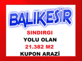 balıkesir sındırgı da yolu olan 21.382 m2 kupon arazi
